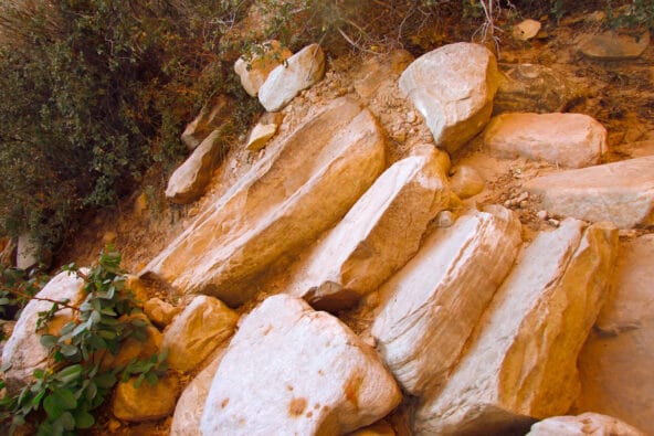Stone steps along desert path