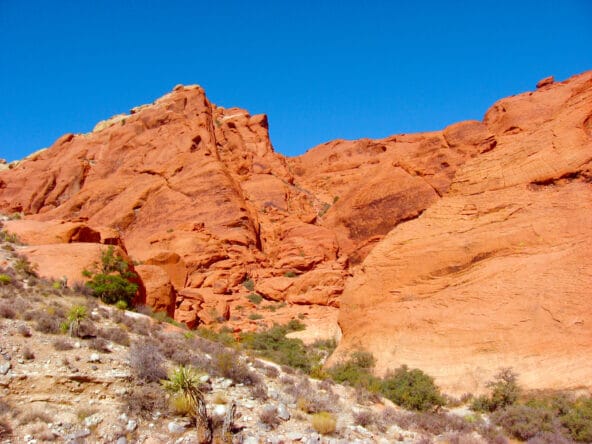 Tan Sand Red Rocks n Blue Desert Sky