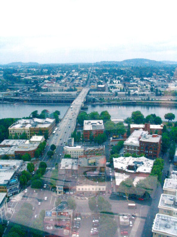 View from US Bancorp Tower looking down Burnside St