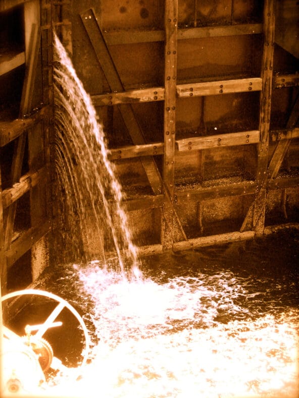 Water spilling out from lock gate