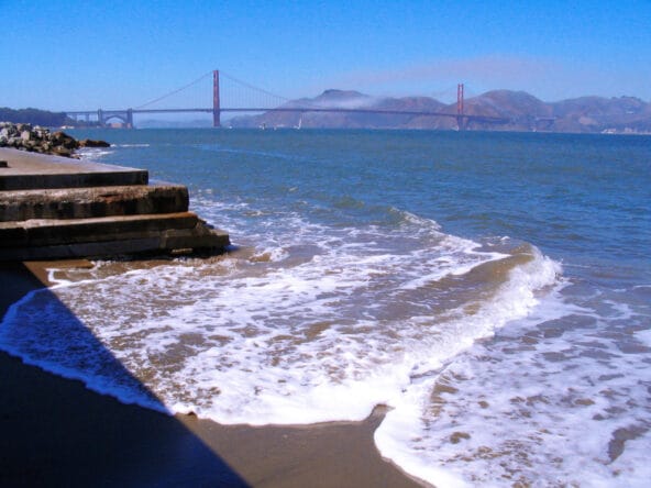 Waves n The Golden Gate Bridge beyond