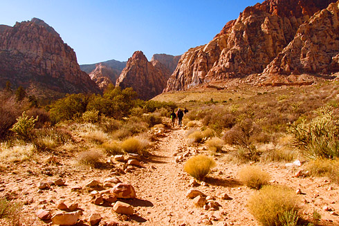 Rocky desert path leading deeper into Red Rocks