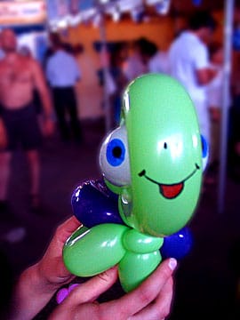 Green Balloon Turtle sticking its tongue out
