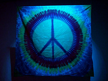 Blue tie dye Peace Symbol