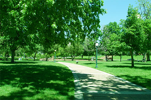 Green path thru Civic Center Park Green path thru Civic Center Park