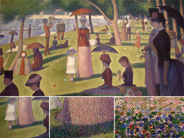 A Sunday Afternoon on the Island of La Grande Jatte by Georges Seurat magnified detail A Sunday Afternoon on the Island of La Grande Jatte by Georges Seurat magnified detail