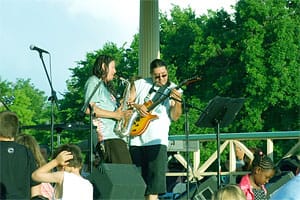 Saxophone and Guitar duo on stage