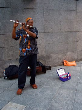Street performer Jentry McCombs