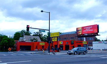 The very red Fire House Car Wash on Colfax Ave