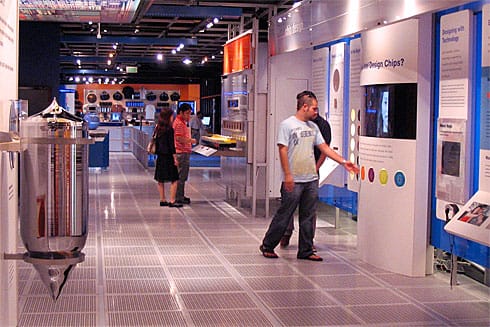 People exploring the Intel Museum