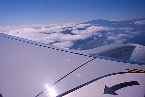 The Big Island rising in the distance