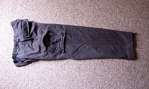 Cargo Pants folded along zipper